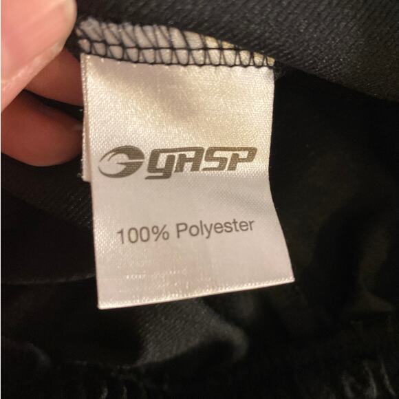 Y2K Bodybuilding Gym Track Pants Black Orange GASP INC Size L - Picture 4 of 5